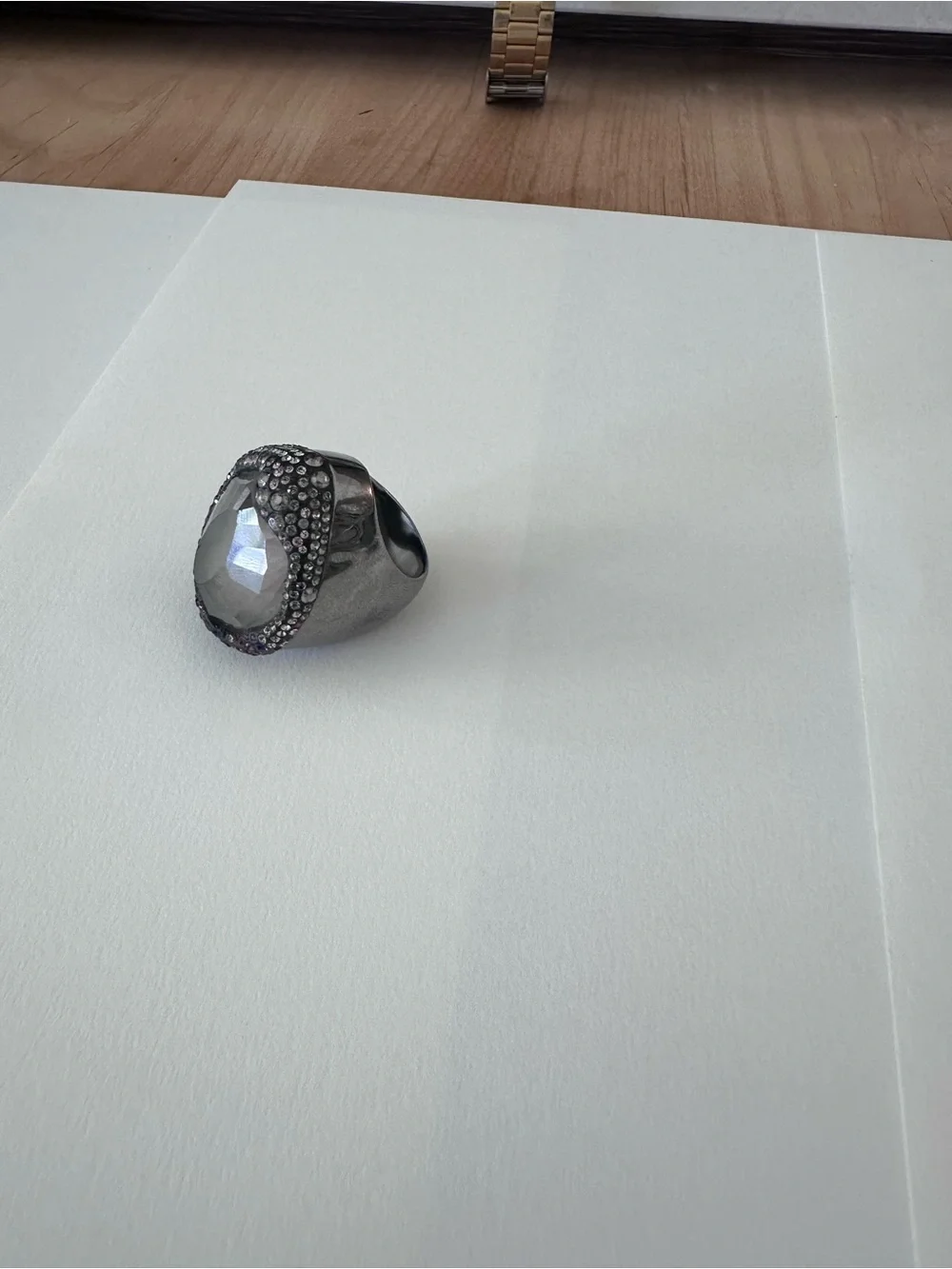 Swarovski Dragon Eye Crystal Accent Silver Cocktail Ring
